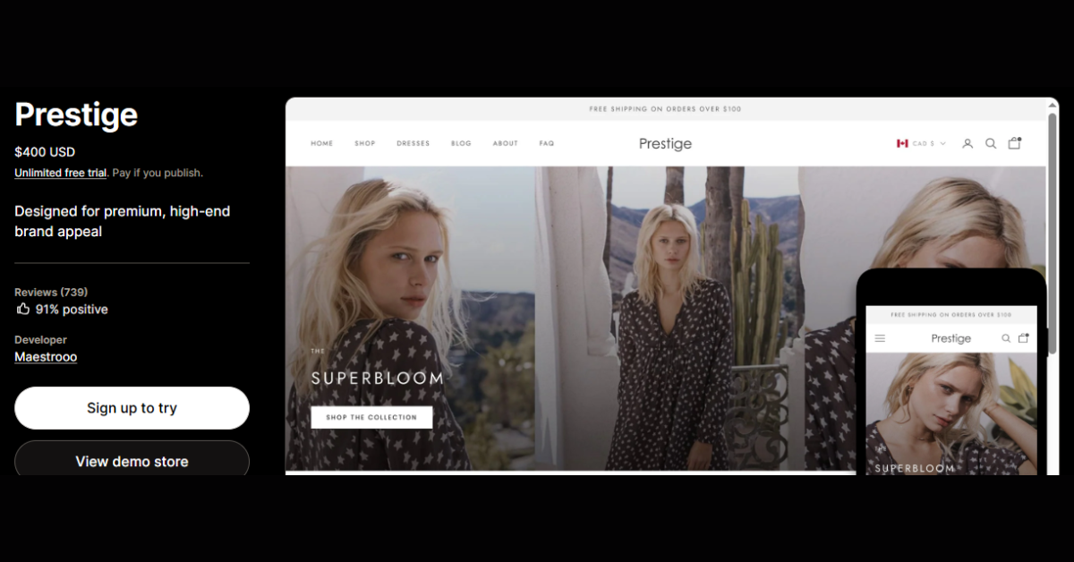 Prestige – Best Shopify Theme for Luxury & High-End Brands