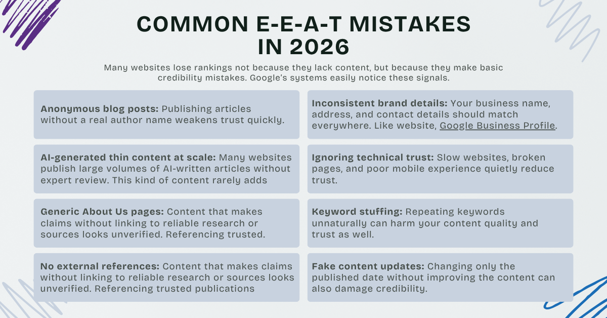 Common E-E-A-T Mistakes in 2026