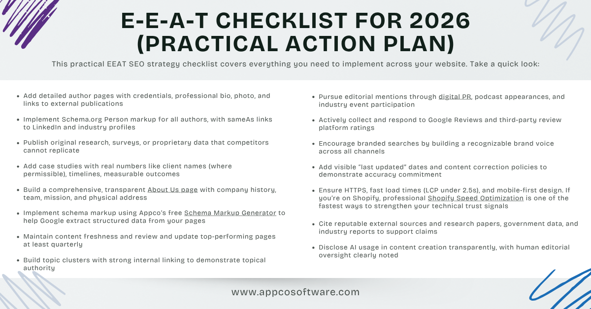 E-E-A-T Checklist for 2026 (Practical Action Plan)